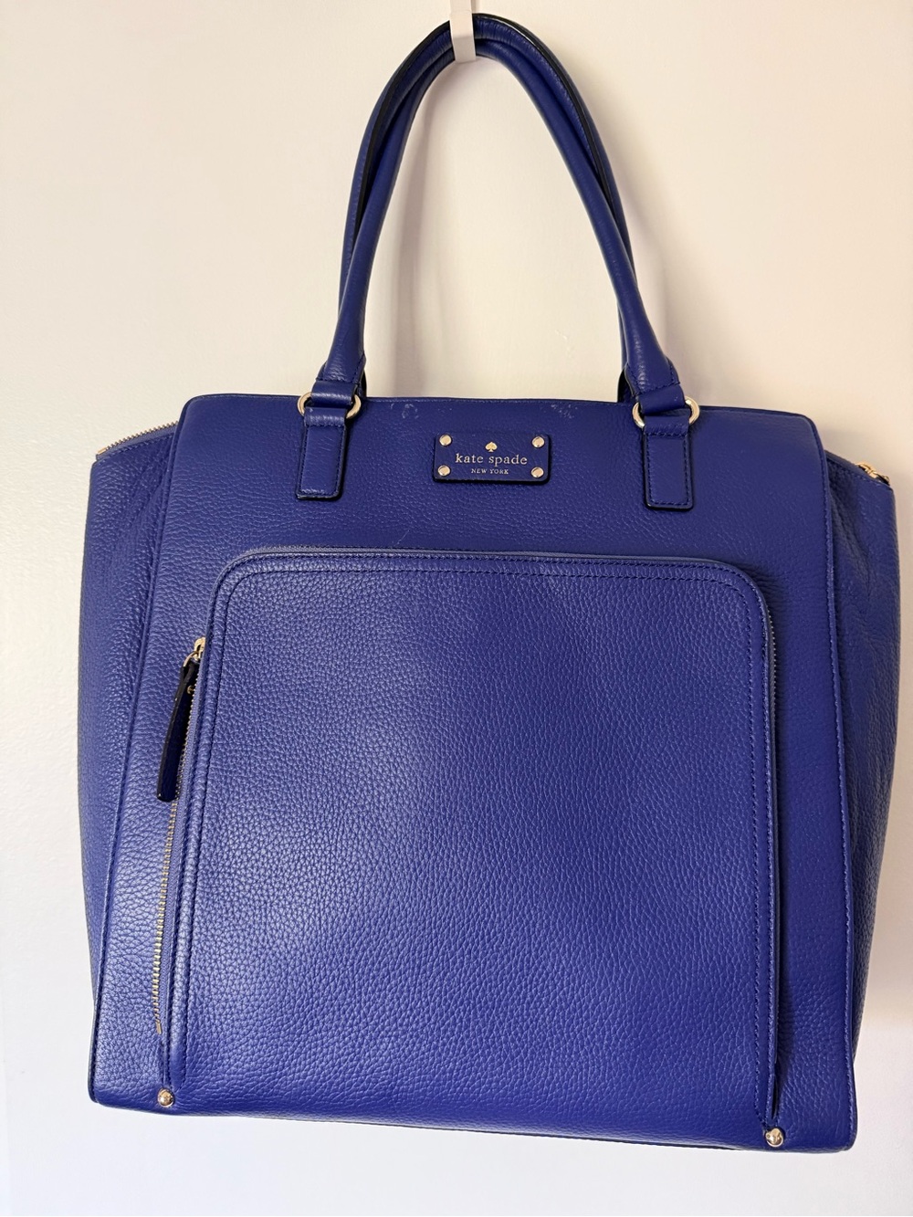kate spade cobalt blue pebbled leather tote